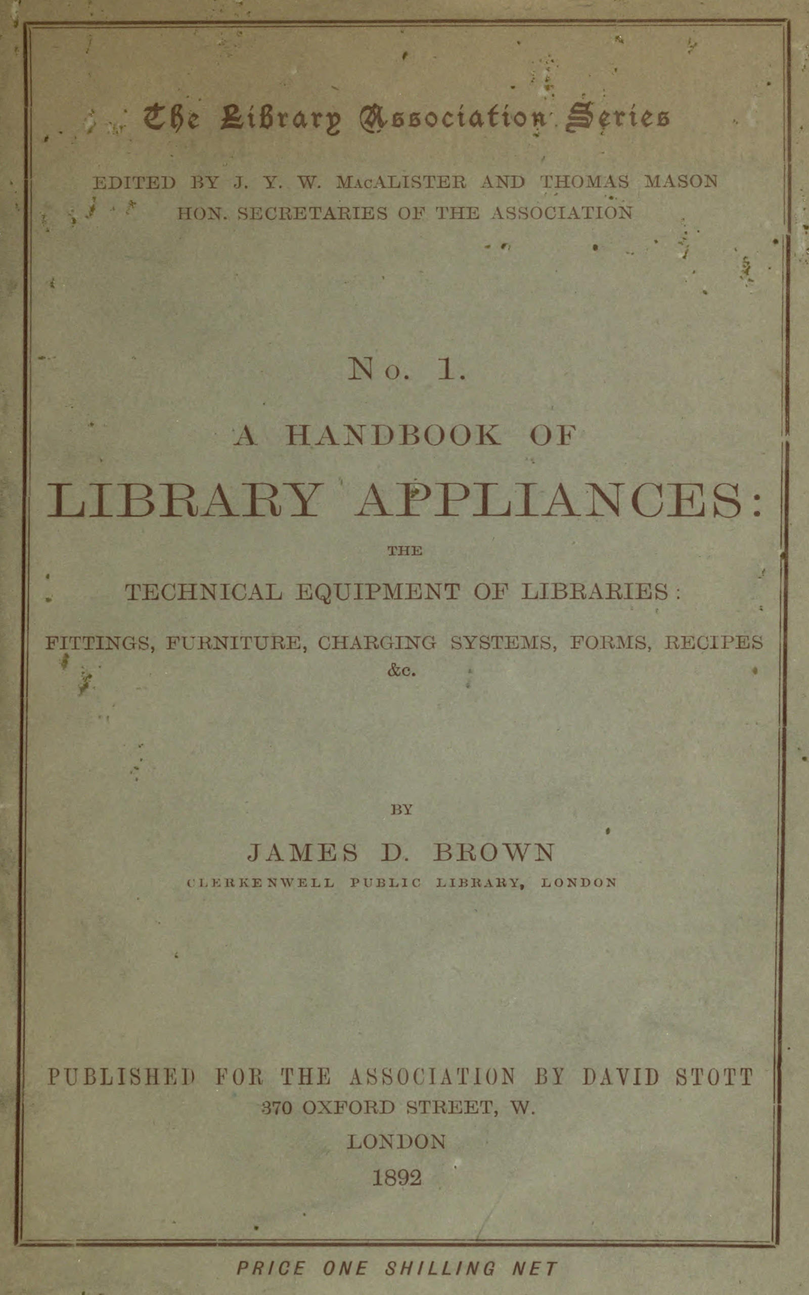 A handbook of library appliances
The technical equipment of libraries: fittings, furniture, charging systems, forms, recipes, etc.
