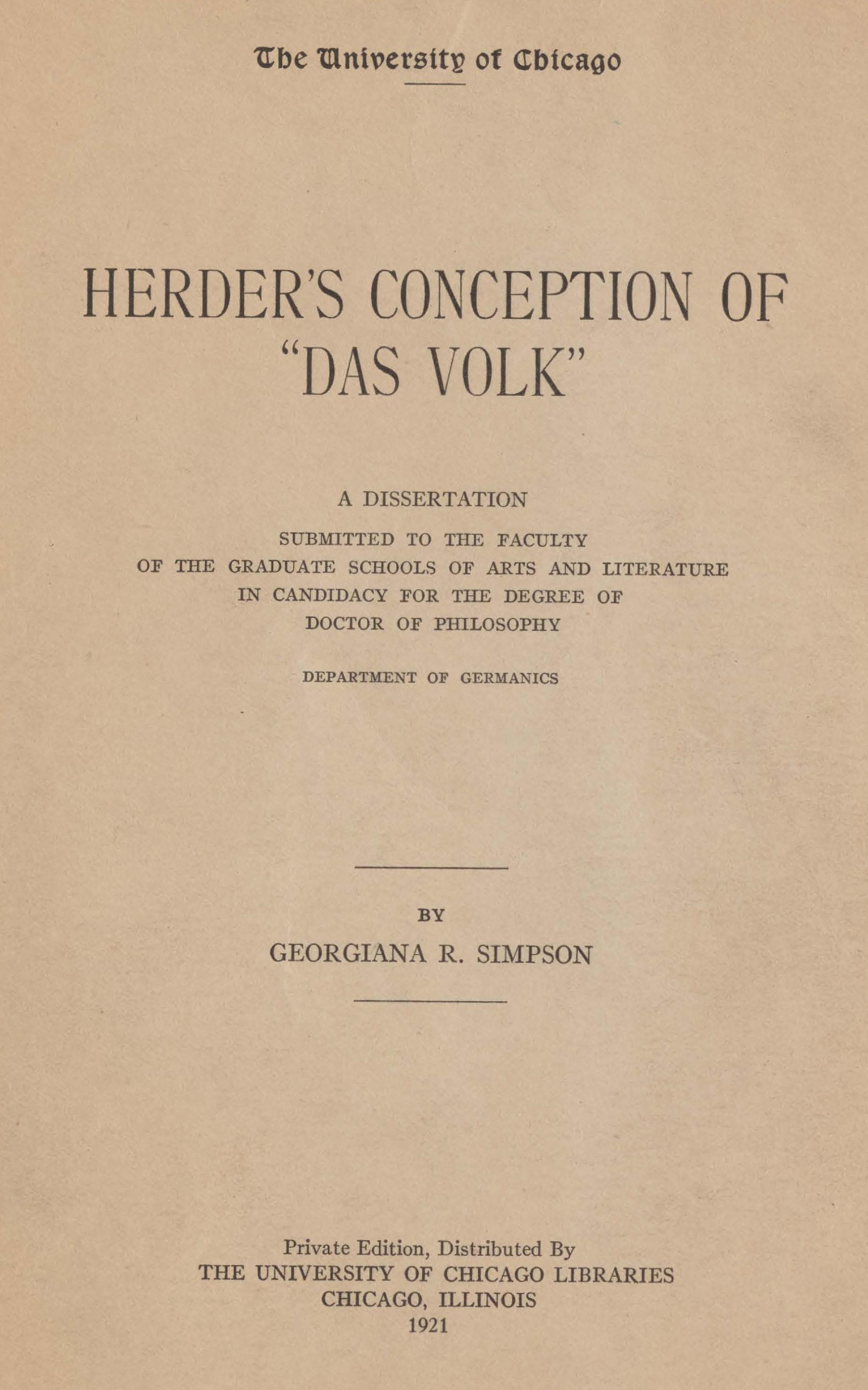 Herder's conception of "das Volk" Herder's conception of "das Volk"