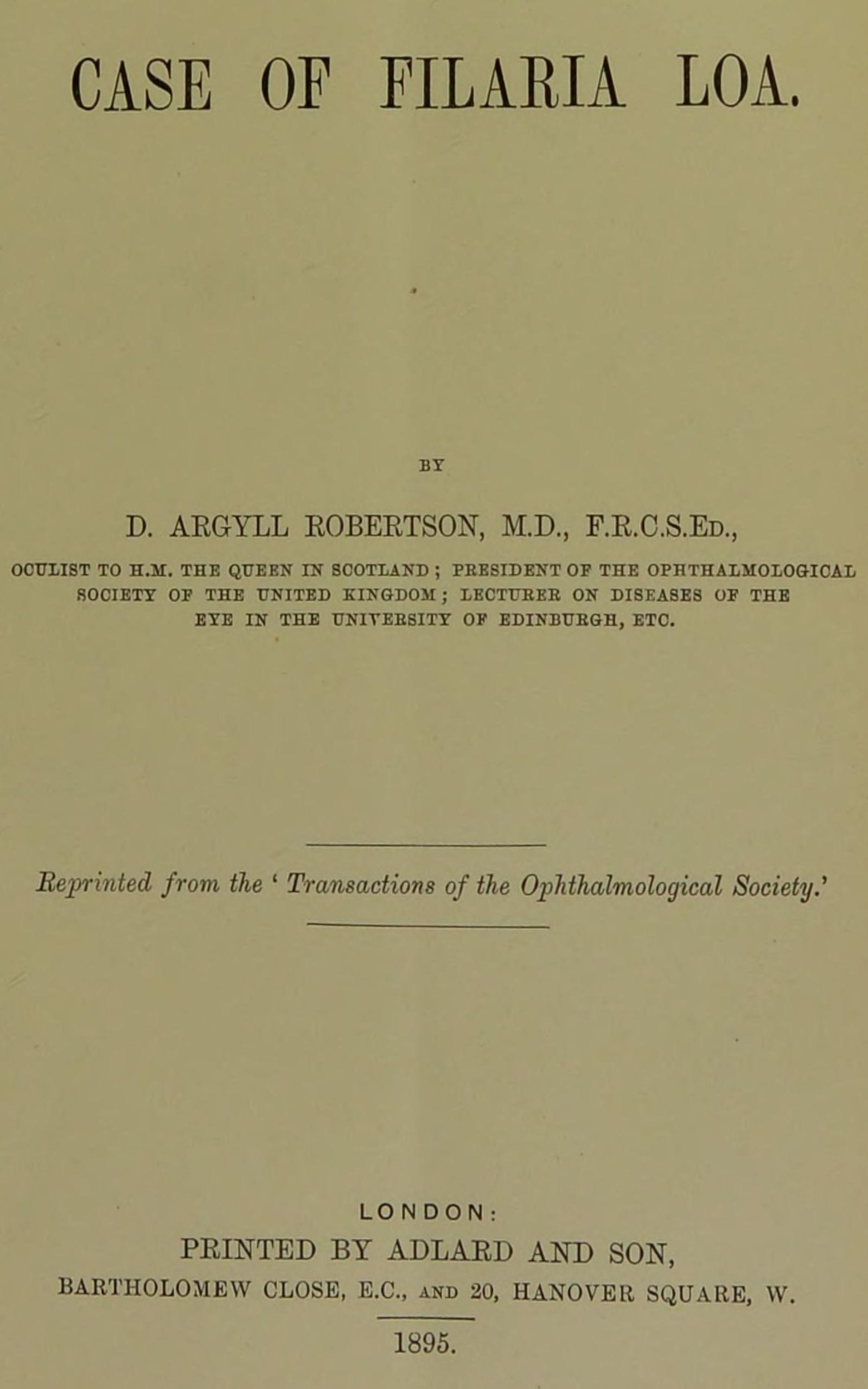 Case of Filaria loa Case of Filaria loa