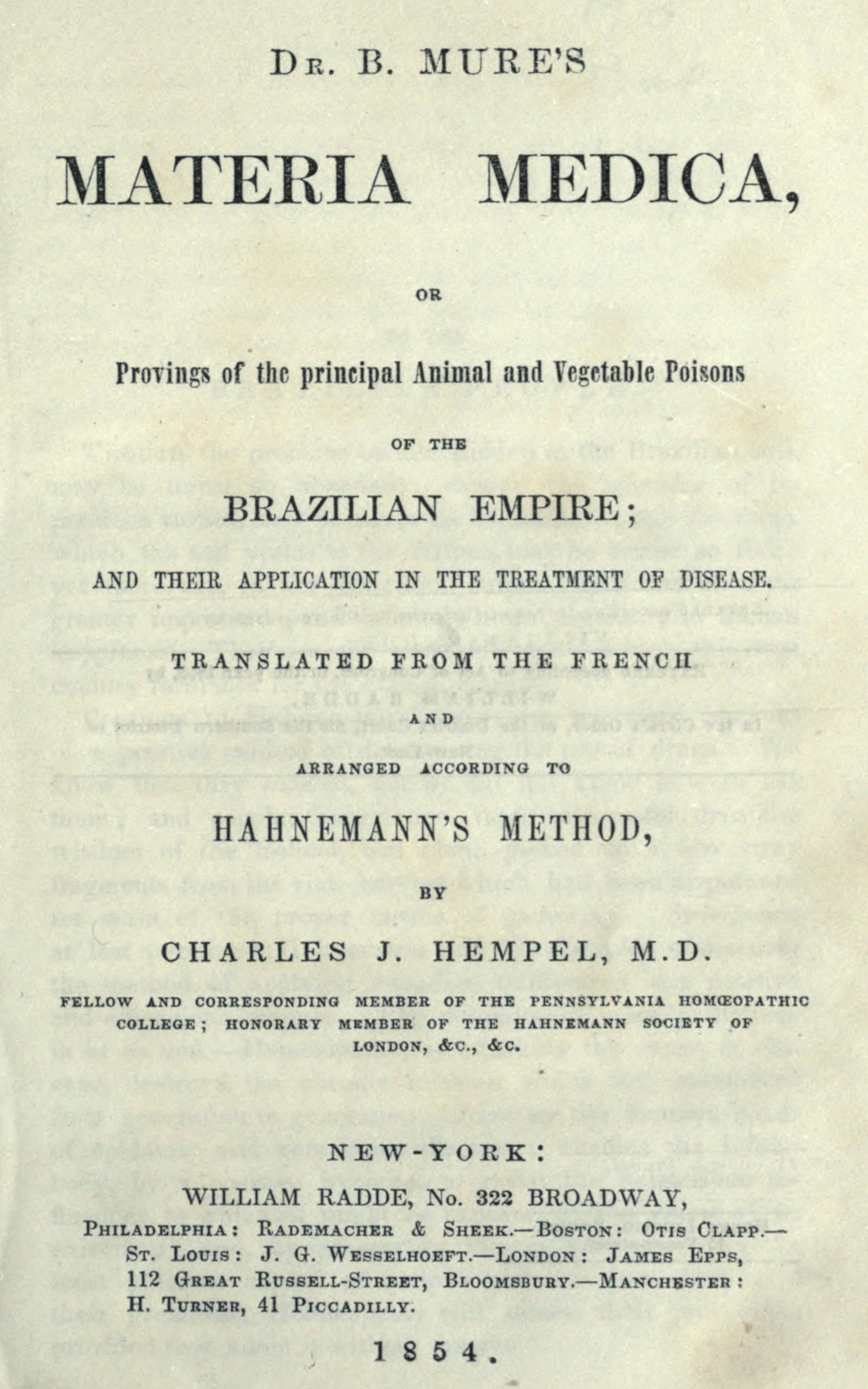 Dr. B. Mure's materia medica Dr. B. Mure's materia medica