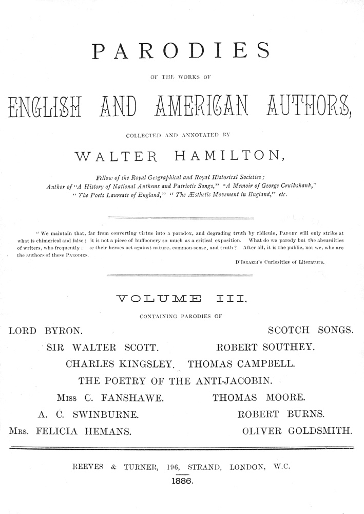 Parodies of the works of English & American authors, vol. III Parodies of the works of English & American authors, vol. III