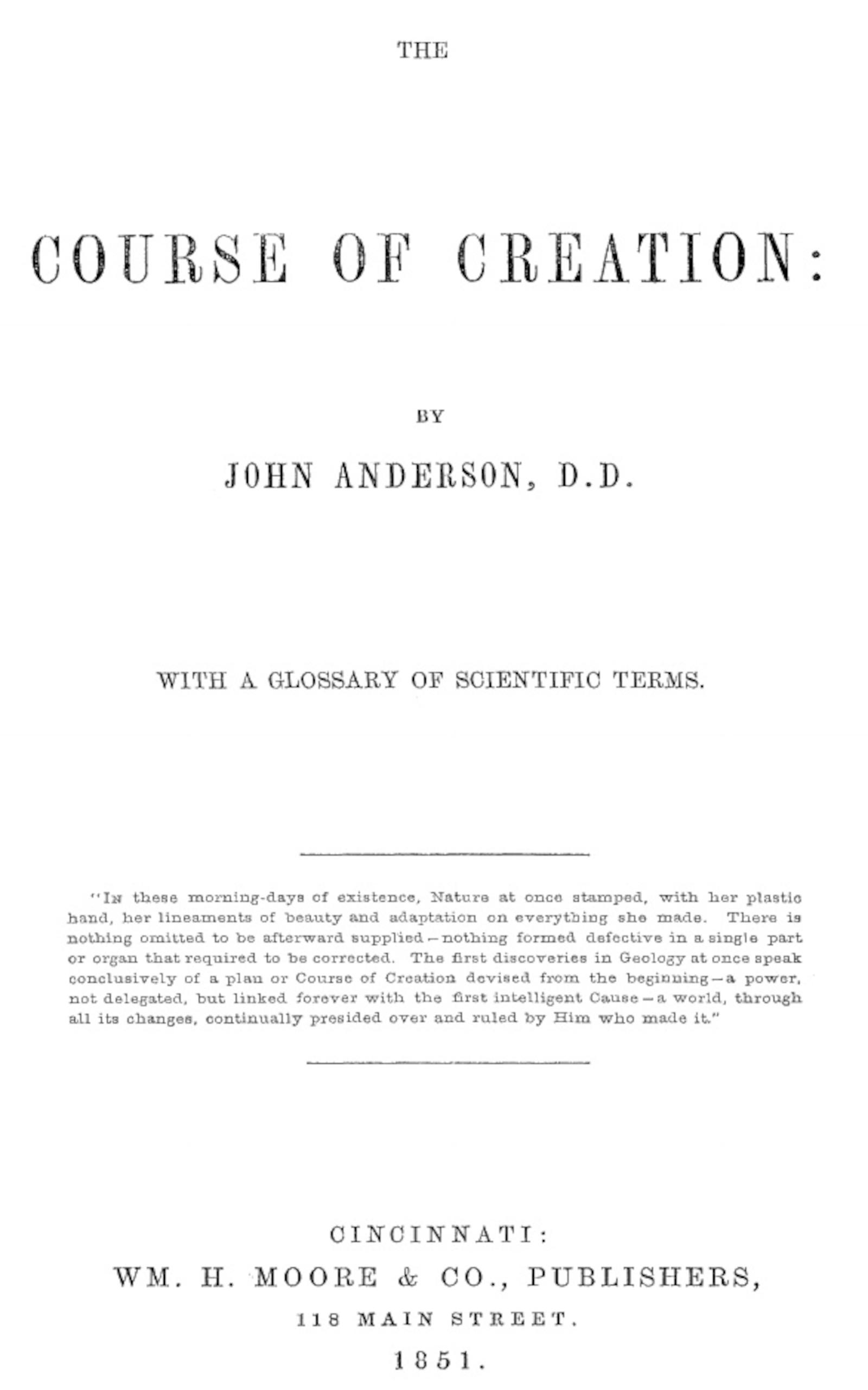 The course of creation The course of creation