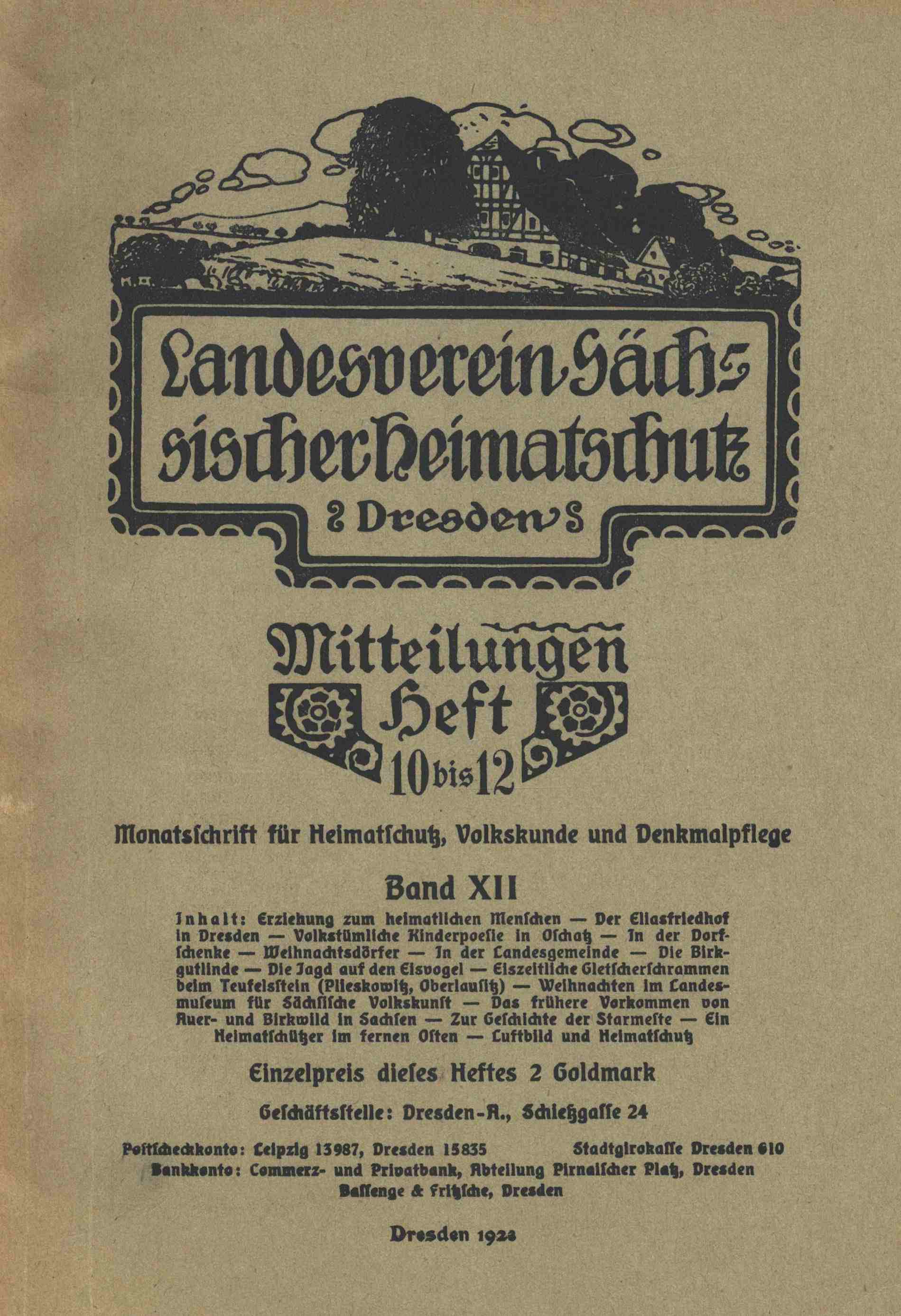 Landesverein Sächsischer Heimatschutz — Mitteilungen Band XII, Heft 10-12