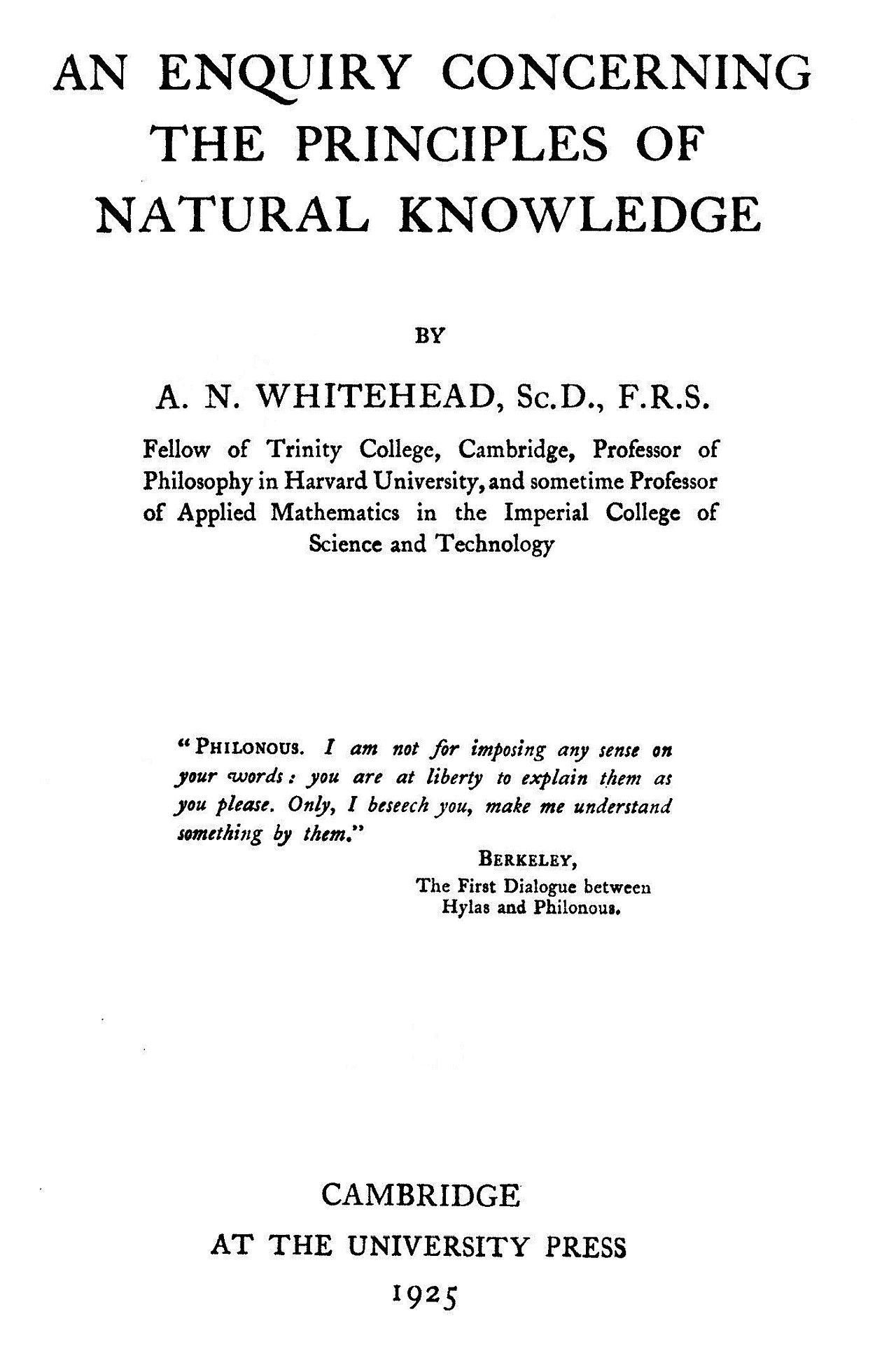 An enquiry concerning the principles of natural knowledge