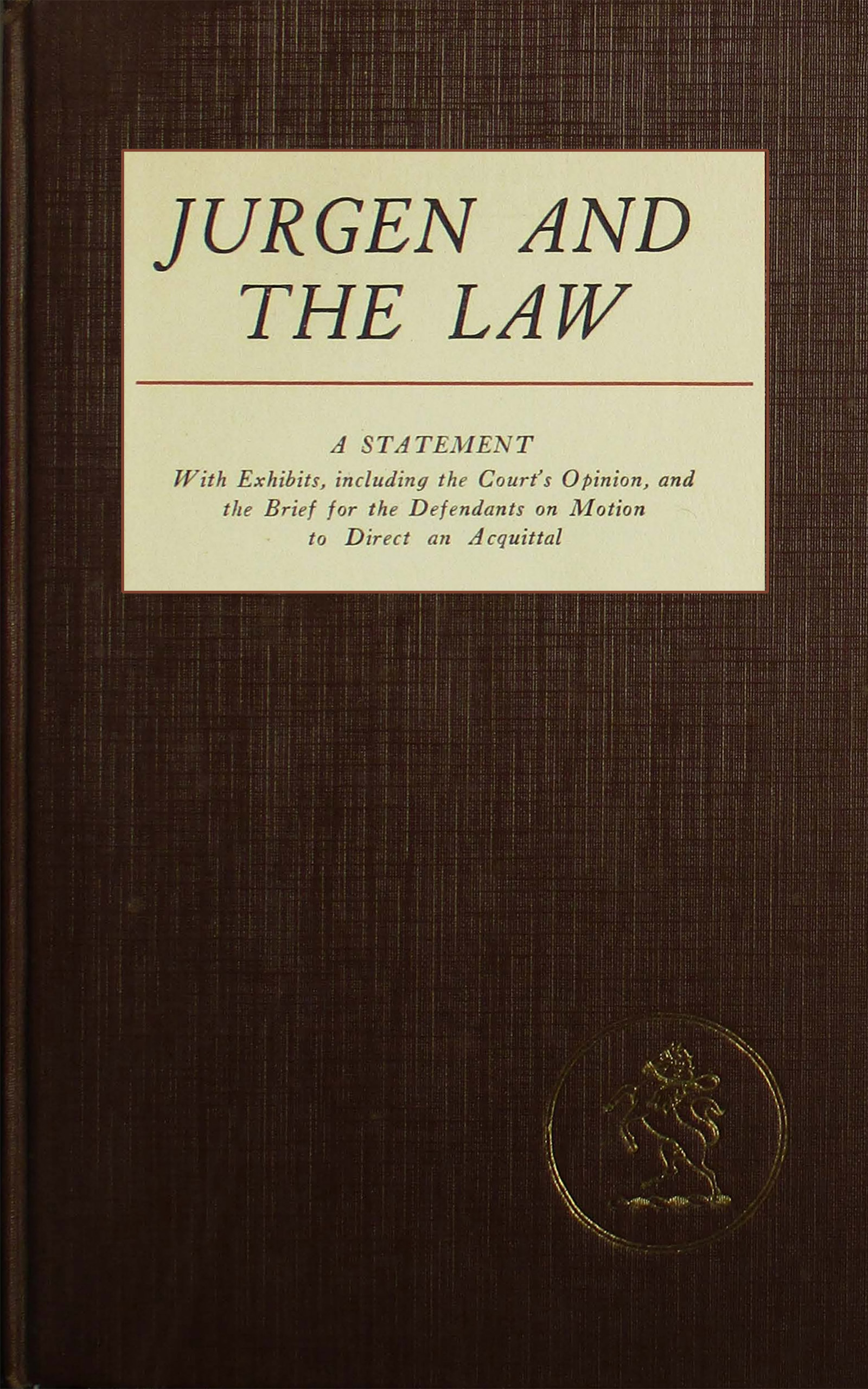 Jurgen and the law Jurgen and the law