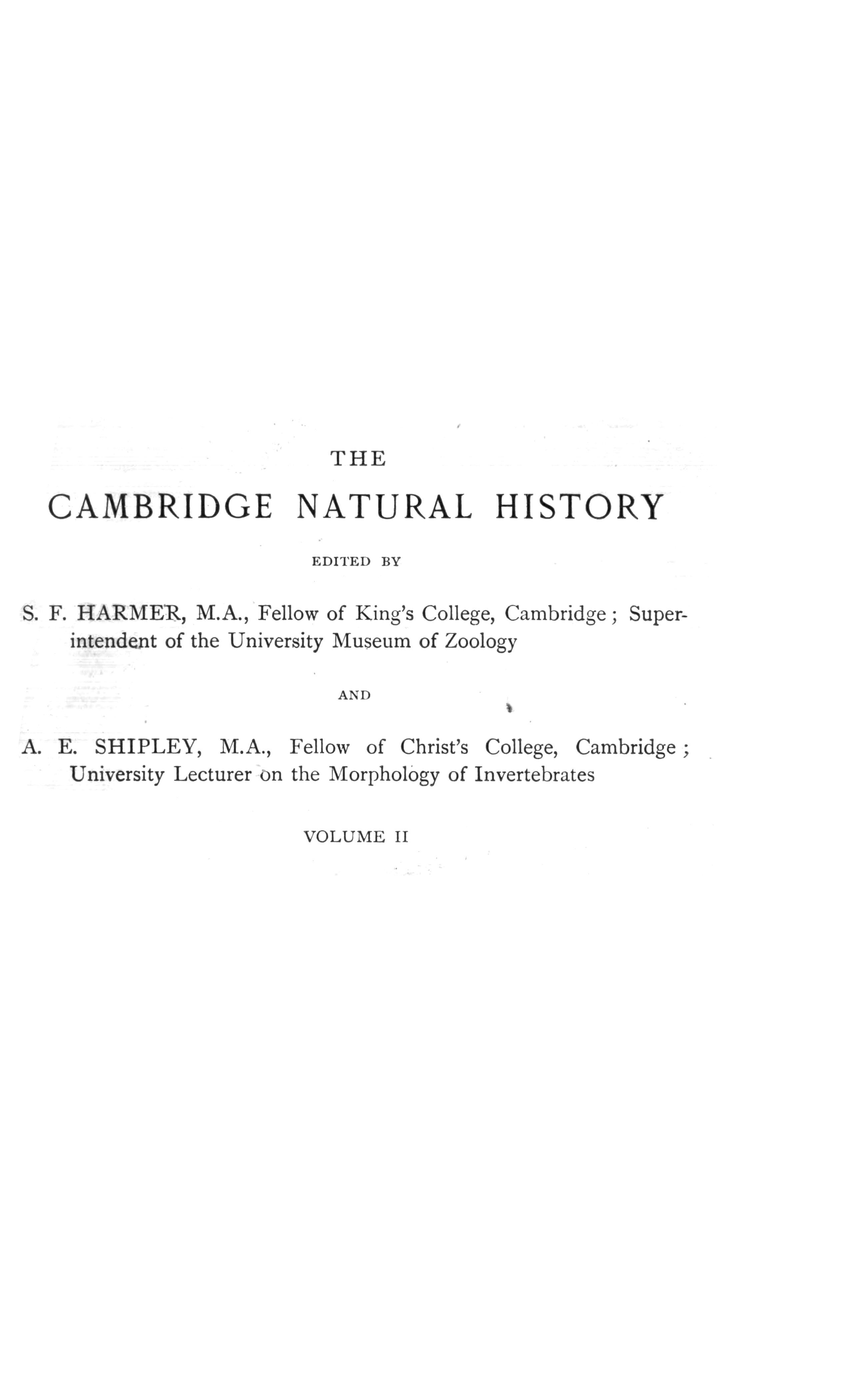 The Cambridge natural history, Vol. 02 (of 10) The Cambridge natural history, Vol. 02 (of 10)